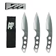 Set 3 Ninja Stealth Silver Throwing Knives with Nylon Case