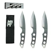 Set 3 Ninja Stealth Silver Throwing Knives with Nylon Case