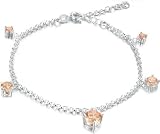 18K Gold Plated Sterling Silver&Cupronickel Rhinestones Ankle Bracelet 9