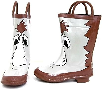 Storm Chief Kids Horse Rubber Rain Boots Tan/brown (12)