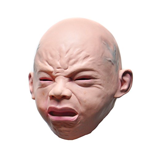 KINGMAS(R) Cry Baby Latex Mask, Halloween Crying boy Costume mask
