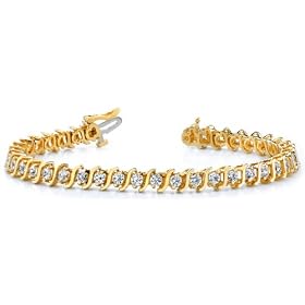 Ladies 3CT Yellow Gold Diamond Tennis Bracelet by Sunset Collection