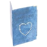 Austin House Suede Passport Cover with Rhinestone Heart Travel Wallets by Accessories