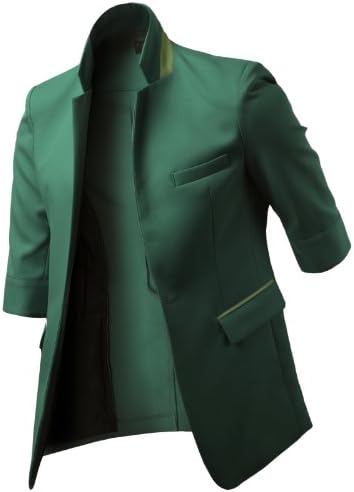 H2H Mens Fashion Blazer Jackets with 3/4 Sleeve One Button JGSK09 GREEN L