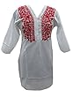 Bohemian White Embroidered Cotton Tunic Kurti S