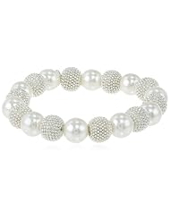Anne Klein "Metal Lining" Pearl Stretch Bracelet, 2.5"