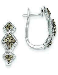 0.9 Carat 14K White Gold Champagne & White Diamond Black Rhodium-plated Hinged Hoop E
