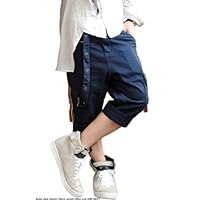 9213-2010 サルエル サルエルパンツ メンズ カーゴパンツ ショートパンツ ハーフパンツ クロップドパンツ ミリタリー 変形 (3(L), NAVY)