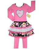 Girls AnnLoren Boutique Floral & Dots Rumba Outfit