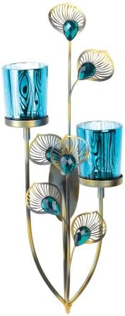 Koehler Home Kitchen Decorative Gift Peacock Plume Wall Sconce