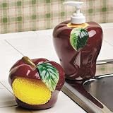 red APPLES fruit SOAP PUMP scouring pad holder 2 pc