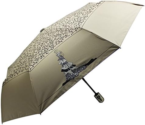 Outake Beauty Printed Umbrella Auto Open/Close Windproof Compact Umbrella Khaki