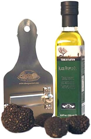 Black Burgundy Truffles Combo (Fresh Burgundy Truffles 1oz, Black Truffle Oil 8.4 FL oz and Truffle Slicer)