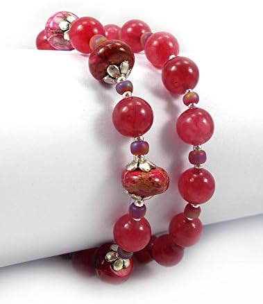 Rasberry Cordial, Aqua Terra Jasper and Agate Bracelet, Plus Size Bracelet, Plus Size Jewelry