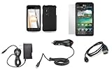 LG Thrill 4G (AT&T) Premium Combo Pack - Black Rubberized Shield Hard Case  ....