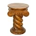 EXP Handmade furniture-20" Carved Acacia Wood Round Wood End Table - Twisting Column Pedestal Design