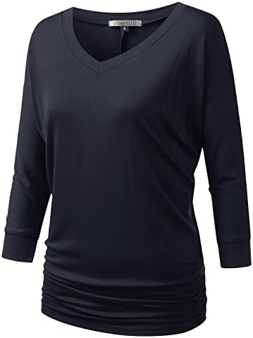 URBANCLEO PLUS Size Womens Dolman Top 3/4 Sleeves V-Neck Tee NAVY XLARGE