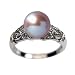 Dancing Filigree Cubic Zirconia Leafy Lavender Cultured Pearl Platinum Overlay Sterling Silver Ring