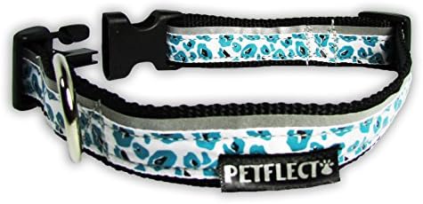 Petflect Cheetah Reflective Collar, Medium, Turquoise