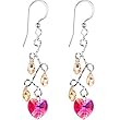 Handcrafted Austrian Fuchsia Vine Drop Hear Earrings