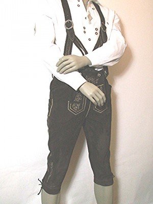 Trachten Lederhose Kniebund Wildbock d.braun