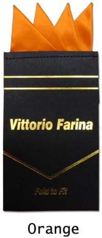 TheDapperTie - Men's Solid Pre Folded Silk Pocket Square Hanky on Card Orange