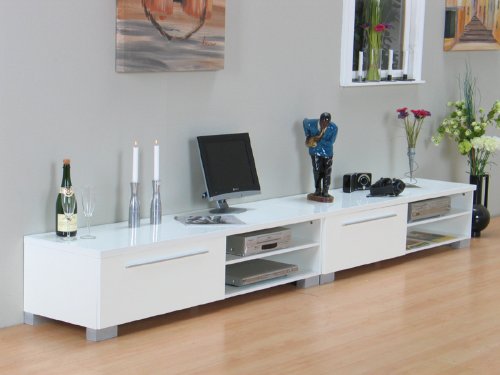XL TV Schrank Samos Tisch Lowboard weiß hochglanz Neu