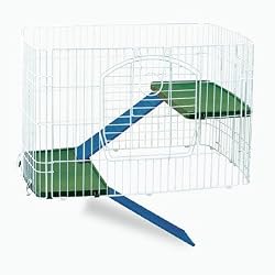 Ware Manufacturing Plastic Clean Living Add-A-Level Small Pet Cage, Medium, White/Green