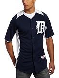 Men's Detroit Tigers Cool Base Auth Button Down Front Batting Practice Jersey, Navy/White, L