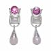 Sterling Silver Moonstone, Rose Quartz and Faceted Passion Pink Topaz Post Earrings By Sajen
