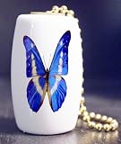 Blue Butterfly Porcelain Fan / Light Pull