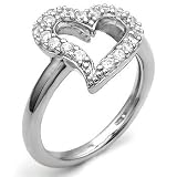 Sterling Silver CZ Heart Pave Setting Ladies Ring - size 5