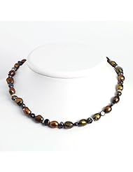 Sterling Silver Brown/Dark Purple Freshwater Cultured Pearl Necklace