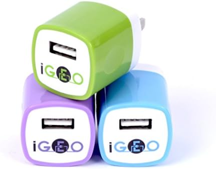 iGEO Universal Wall Charger USB Plug Made for Iphone 6 5 5s 5c 4s, Ipads, Ipods, Samsung Galaxy S5 S4 S3 Note 2 3 and Most Android Phones (3 Pack Multi Color)