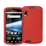 Red Silicone Rubber Gel Soft Skin Case Cover for Motorola Atrix 4G Phone Ne ....
