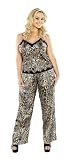 Plus Size Classic Satin Pajama Set - Leopard (1x/2x)