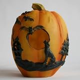 Produkt-Bild: Halloween Deko K&uuml;rbis mit LED beleuchtet 18 cm