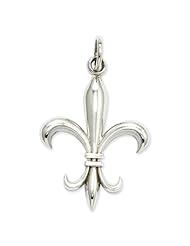 14k White Gold Polished Fleur De Lis Pendant. Metal Wt- 0.83g