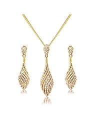 Bridal - Evening - Jewellery Gift Set - Swarovski Elements Crystals - 14K Gold Plated - Necklace Pendant With Chain - Earring And Bracelet Set - Gift Boxed - For Her