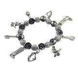 Silver Tone Bead Charm Bracelets