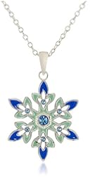Disney Girls' "Frozen" Silver-Plated Crystal Snowflake Pendant Necklace, 18"