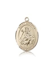 Free Engraving Included Medal-14k Gold St. Saint William of Rochester Medal 1" Oval 7114k w/o Chain w/Box Patron Saint of Adopted Children