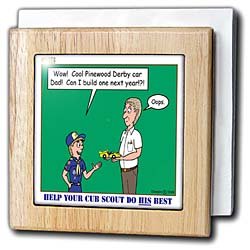Help Your Cub Scout Do His Best - Pinewood Derby - 6 Inch Tile Napkin Holder by 3dRose LLC