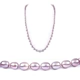 AugustinaJewelry Single Strand 22 Inch 7-8mm purple Oval Shape Freshwater Cultured Pearl Necklace
