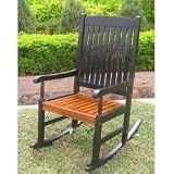 Traditional Porch Rocker (Black/Oak) (43.25H x 23.25W x 31.5D)