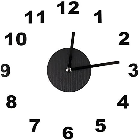 Silent Non-Ticking Wooden + Decal Wall Clock Unminuto - The Basic Clock Arabic Numerals (Black)