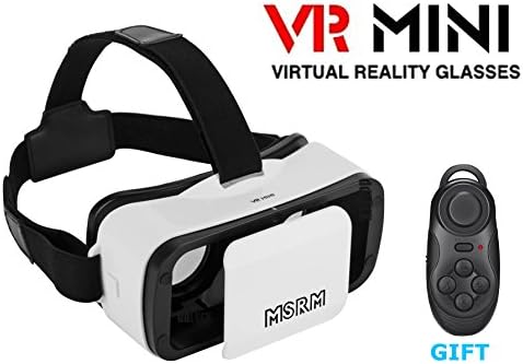 MSRM White 3D VR Glasses,3D VR virtual reality headset Movie Game For IOS, Android ,Microsoft&amp; PC phones Series within 4.5-5.5inches.With Bluetooth gamepad / remote / self timer(WHITE)