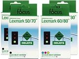 Remanufactured Lexmark Ink Cartridges 70 & 80 Valu 4-Pak: 2 black / 2 color: ColorJet 3200, 5000, 5700, 5770, 7000, 7200, 7200V