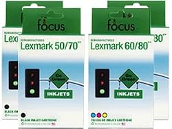 Remanufactured Lexmark Ink Cartridges 70 & 80 Valu 4-Pak: 2 black / 2 color: ColorJet 3200, 5000, 5700, 5770, 7000, 7200, 7200V