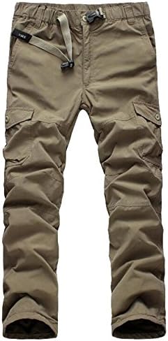 CXX Men's Winter Outdoor Warm Thick Fur Military Cargo Pants Khaki US S